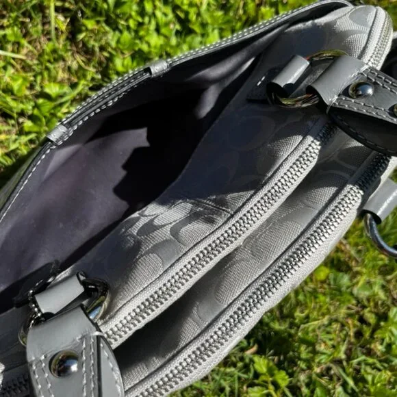 Coach Signature Canvas and Leather Shoulder Bag – Slate Gray, Silver - Picture 6 of 6